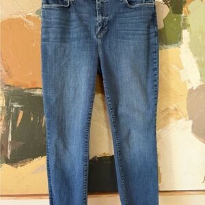 L’AGENCE SADA High Rise Slim Straight Jeans Raw Hem Size 32